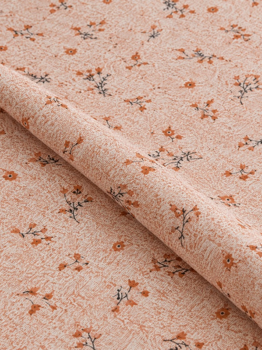 Athast Peach & Cream Floral Printed Double Bedsheet with Pillow Covers