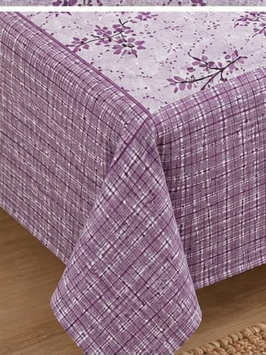 Athast Purple & White Floral Printed Double Bedsheet with Pillow Covers
