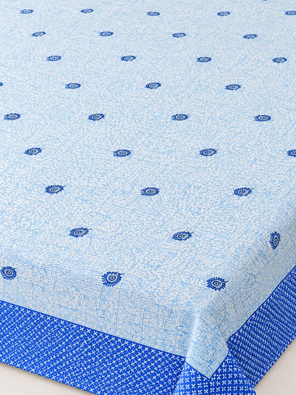 Athast Blue & White Floral Printed Double Bedsheet with Pillow Covers