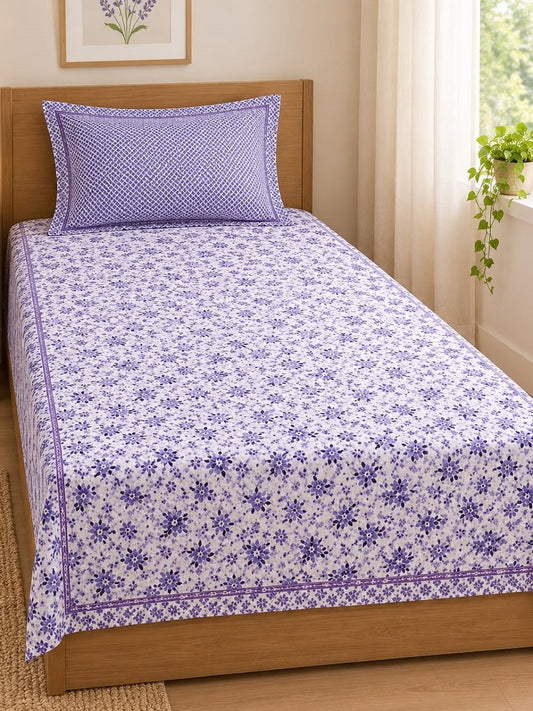 Athast Single Bedsheet with Pillow Covers, Purple colour