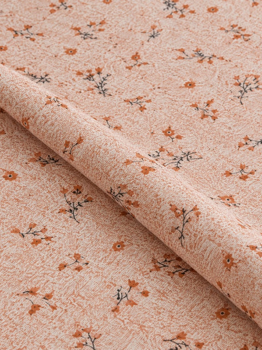 Athast Peach & Cream Floral Printed Double Bedsheet with Pillow Covers